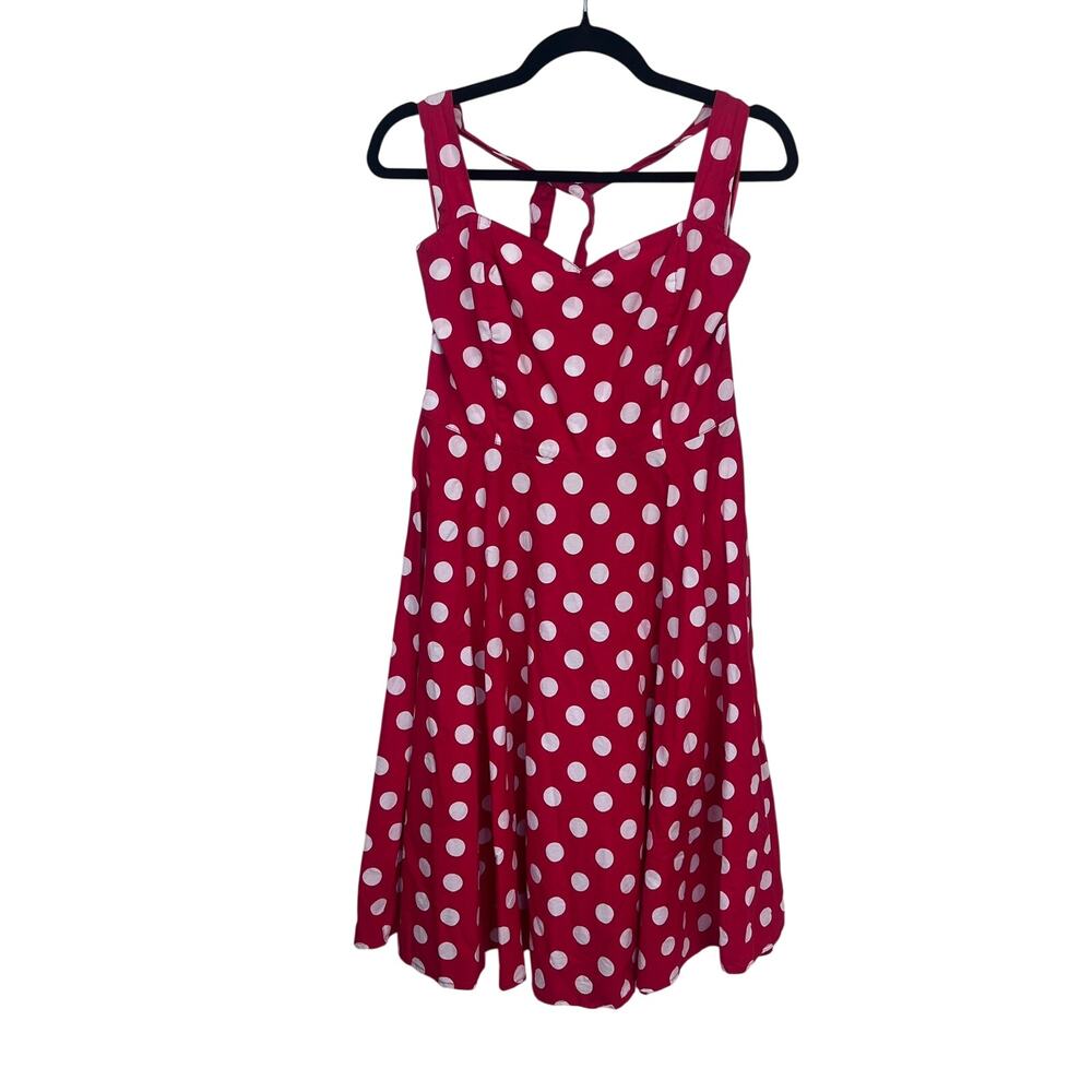 Queen of Holloway Red Polka Dot Halter Circle Skirt Dress Est Medium Rockabilly